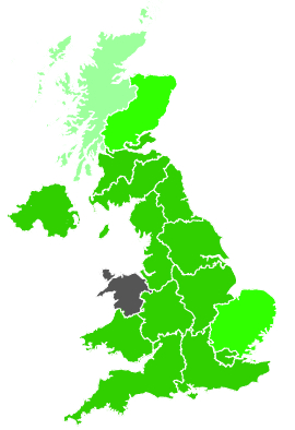 Click on a region for air pollution levels for 25/11/2001