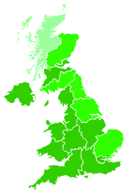 Click on a region for air pollution levels for 25/11/2003