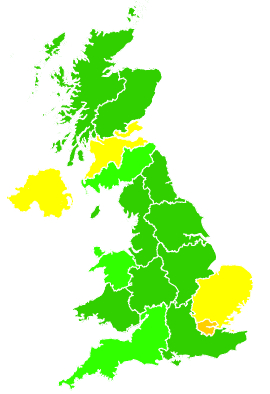 Click on a region for air pollution levels for 25/11/2013
