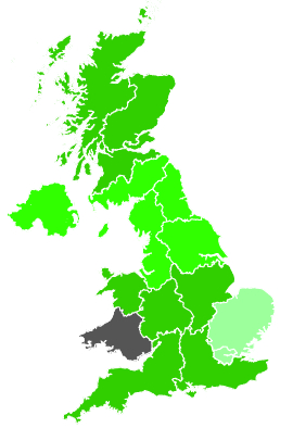 Click on a region for air pollution levels for 25/12/1988