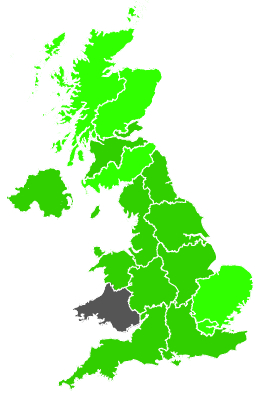 Click on a region for air pollution levels for 25/12/1991