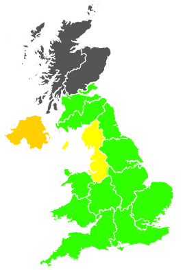 Click on a region for air pollution levels for 25/12/1993