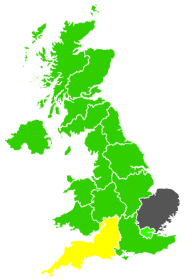 Click on a region for air pollution levels for 25/12/1994