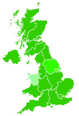Click on a region for air pollution levels for 25/12/2007