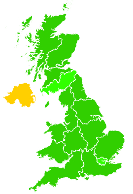 Click on a region for air pollution levels for 25/12/2009