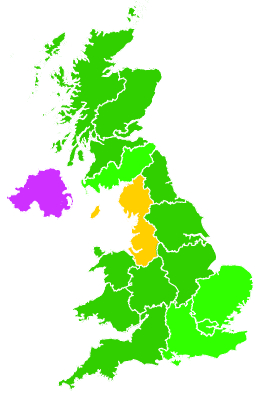 Click on a region for air pollution levels for 25/12/2010