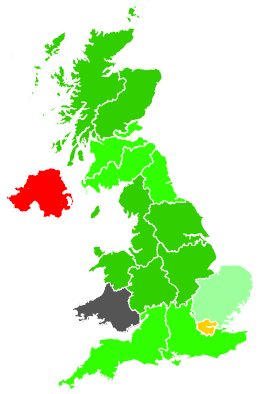 Click on a region for air pollution levels for 26/01/1992