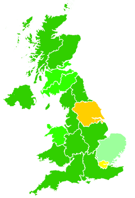 Click on a region for air pollution levels for 26/01/1996