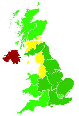 Click on a region for air pollution levels for 26/01/1998