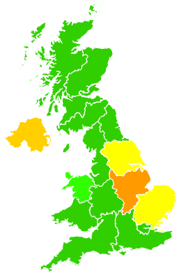 Click on a region for air pollution levels for 26/01/2010