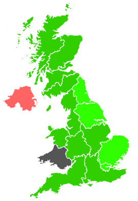 Click on a region for air pollution levels for 26/02/1991