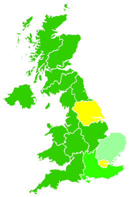 Click on a region for air pollution levels for 26/02/1994