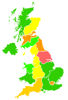 Click on a region for air pollution levels for 26/02/2003