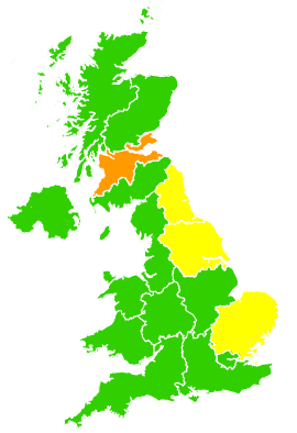 Click on a region for air pollution levels for 26/02/2005