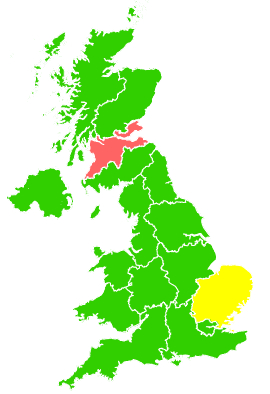 Click on a region for air pollution levels for 26/02/2006