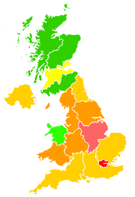 Click on a region for air pollution levels for 26/02/2019