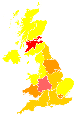 Click on a region for air pollution levels for 26/03/2003