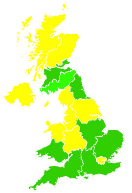 Click on a region for air pollution levels for 26/03/2008