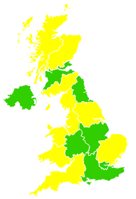 Click on a region for air pollution levels for 26/03/2009