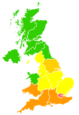 Click on a region for air pollution levels for 26/03/2011
