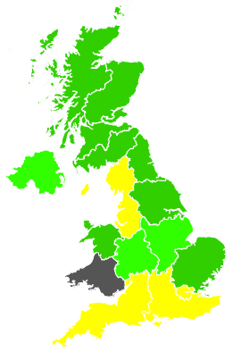Click on a region for air pollution levels for 26/04/1988