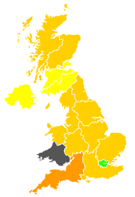 Click on a region for air pollution levels for 26/04/1991