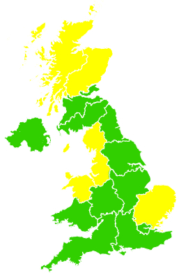Click on a region for air pollution levels for 26/04/1994