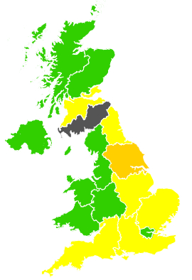 Click on a region for air pollution levels for 26/04/1999