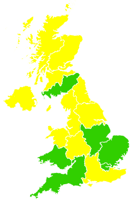 Click on a region for air pollution levels for 26/04/2001