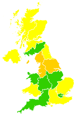 Click on a region for air pollution levels for 26/04/2005