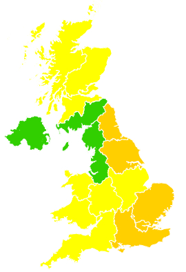 Click on a region for air pollution levels for 26/04/2008