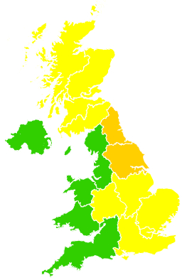 Click on a region for air pollution levels for 26/04/2009