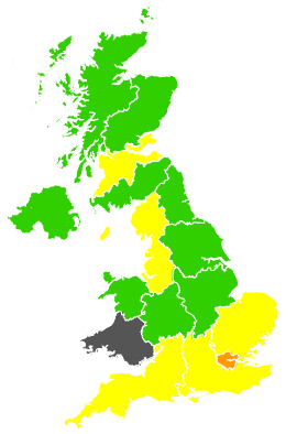 Click on a region for air pollution levels for 26/05/1989