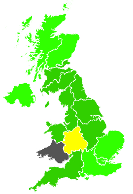 Click on a region for air pollution levels for 26/05/1991