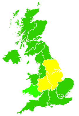Click on a region for air pollution levels for 26/05/1994