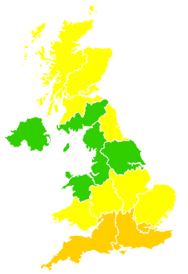 Click on a region for air pollution levels for 26/05/1997