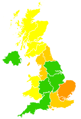 Click on a region for air pollution levels for 26/05/2001