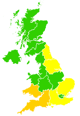 Click on a region for air pollution levels for 26/05/2004