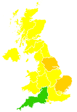 Click on a region for air pollution levels for 26/05/2008