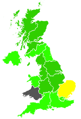 Click on a region for air pollution levels for 26/06/1990