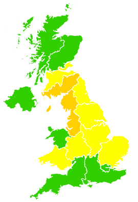 Click on a region for air pollution levels for 26/06/1995