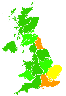 Click on a region for air pollution levels for 26/06/1996