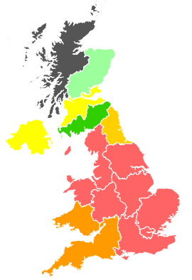 Click on a region for air pollution levels for 26/06/2001