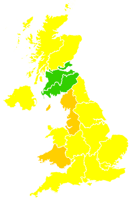Click on a region for air pollution levels for 26/06/2003