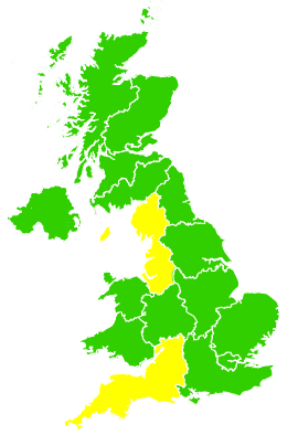 Click on a region for air pollution levels for 26/06/2005