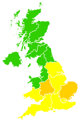 Click on a region for air pollution levels for 26/06/2006