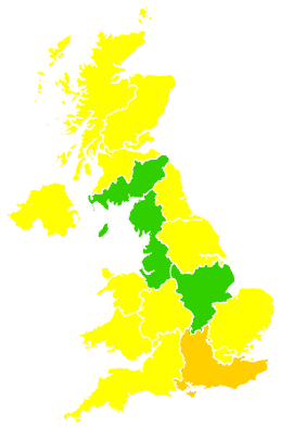 Click on a region for air pollution levels for 26/06/2009