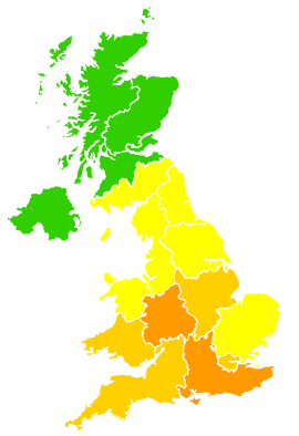 Click on a region for air pollution levels for 26/06/2010