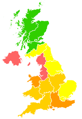 Click on a region for air pollution levels for 26/06/2018