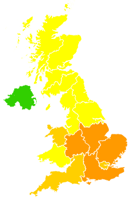 Click on a region for air pollution levels for 26/06/2020